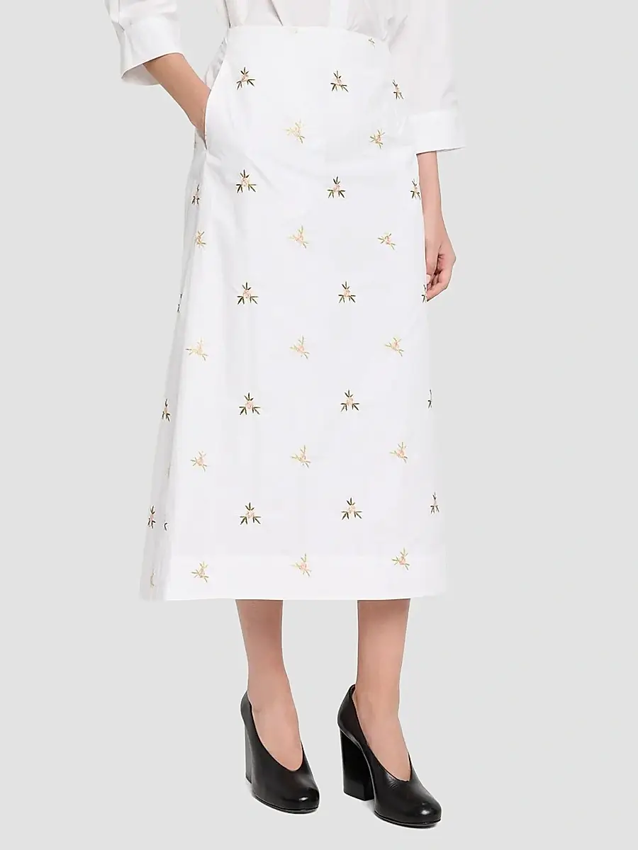 Simone Rocha Women's Ripple Floral Cotton Midi Skirt | Thumbnail 4 Simone Rocha Women's Ripple Floral Cotton Midi Skirt | Thumbnail 4