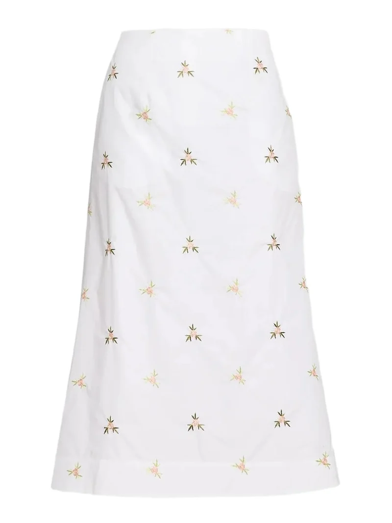 Women's Ripple Floral Cotton Midi Skirt