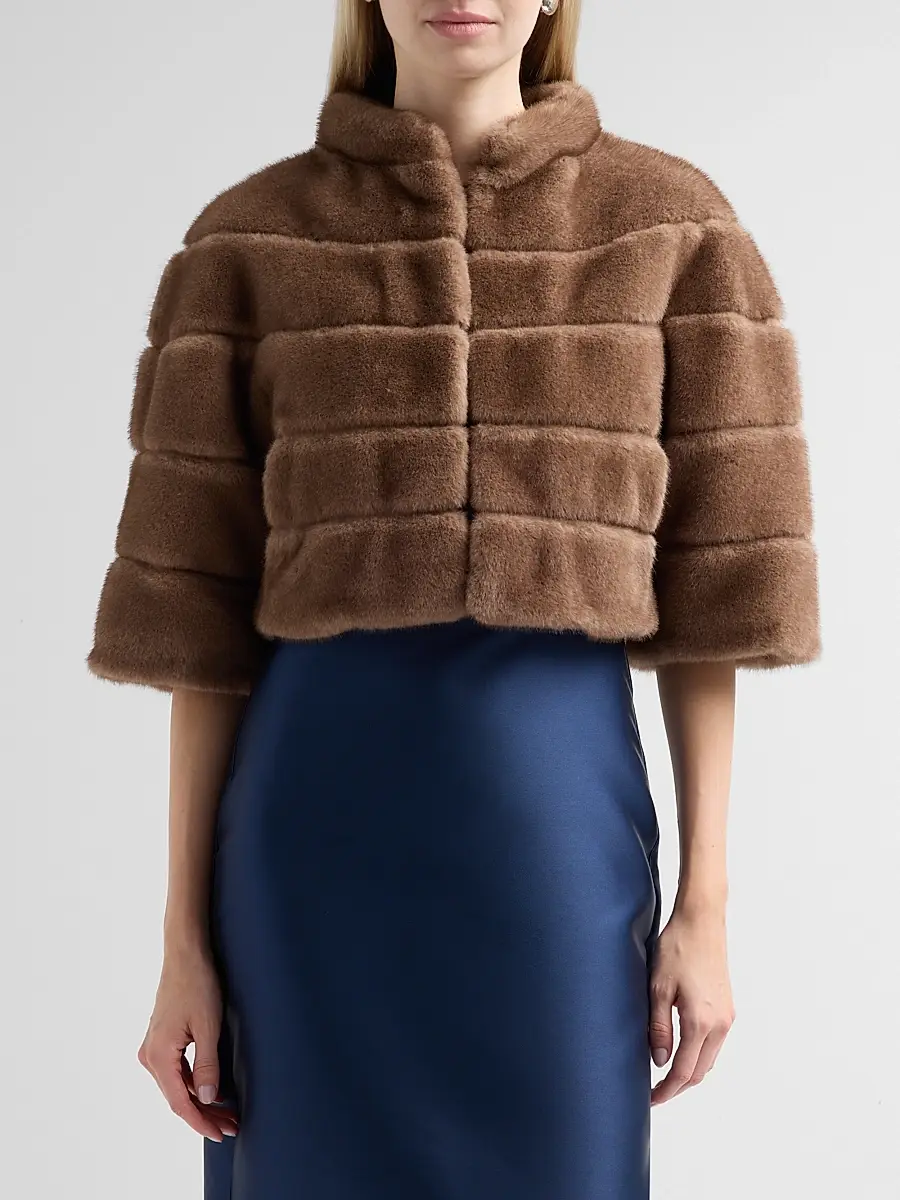 THEIA Women's Varna Faux Fur Cropped Jacket | Thumbnail 4 THEIA Women's Varna Faux Fur Cropped Jacket | Thumbnail 4
