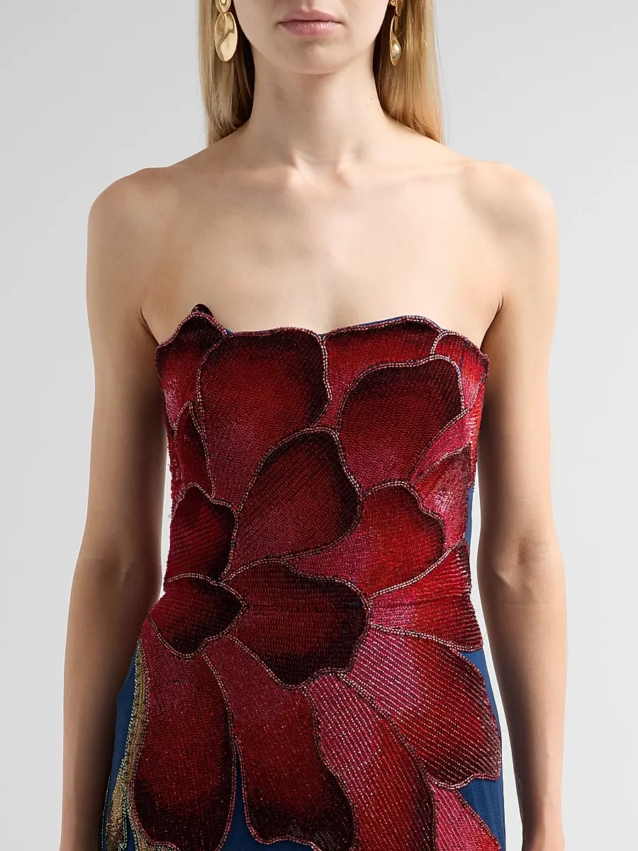 THEIA Women's Marie Strapless Beaded Floral Gown | Thumbnail 5 THEIA Women's Marie Strapless Beaded Floral Gown | Thumbnail 5