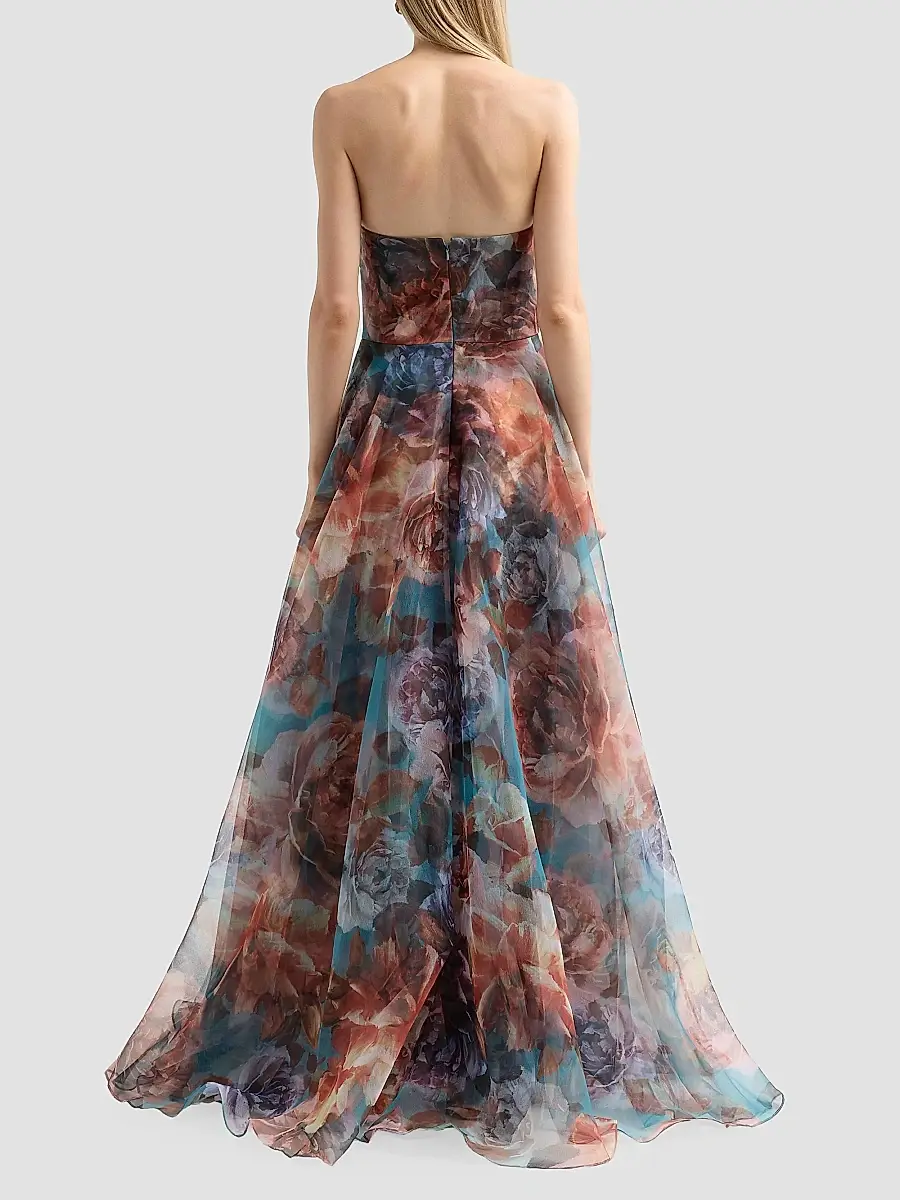 THEIA Women's Iona Rosette Organza Draped Gown | Thumbnail 3 THEIA Women's Iona Rosette Organza Draped Gown | Thumbnail 3