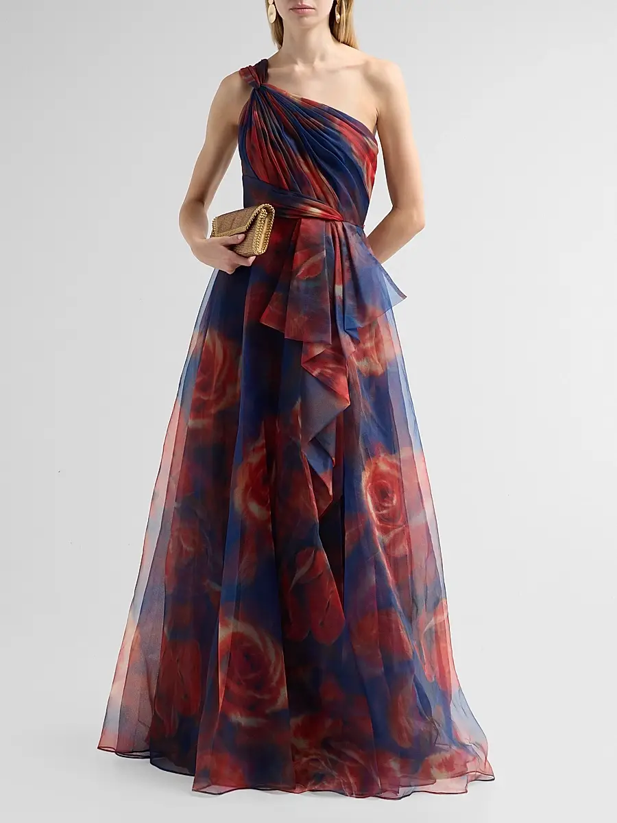 THEIA Women's Meadow Organza One-Shoulder Gown | Thumbnail 2 THEIA Women's Meadow Organza One-Shoulder Gown | Thumbnail 2