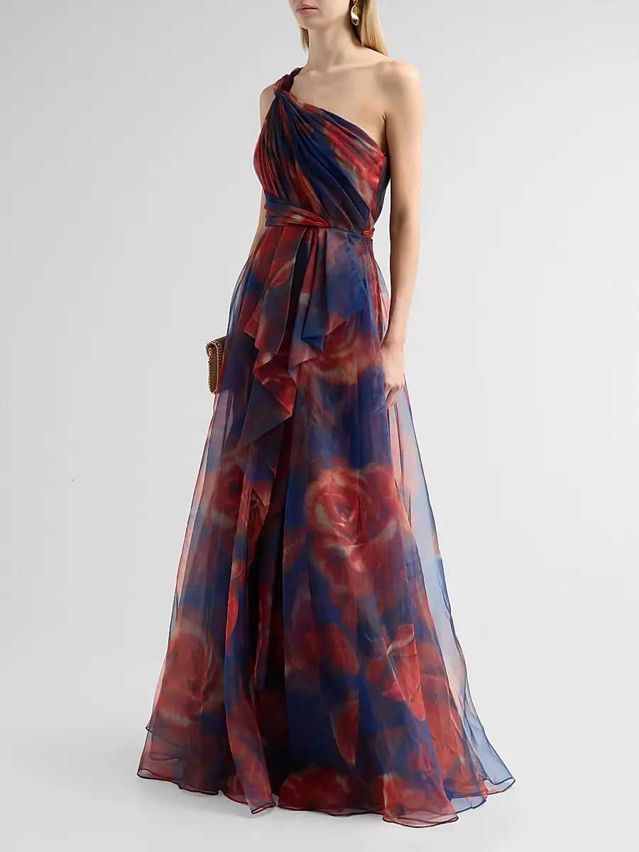 THEIA Women's Meadow Organza One-Shoulder Gown | Thumbnail 4 THEIA Women's Meadow Organza One-Shoulder Gown | Thumbnail 4