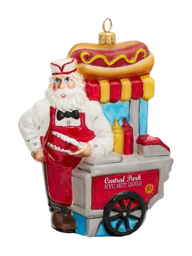 Joy To The World Central Park Hot Dog Vendor 3D Christmas Ornament