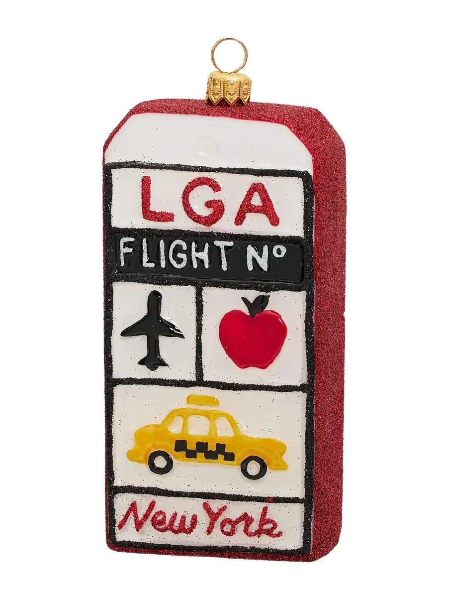 Joy To The World Glass NYC Luggage Tag Ornament