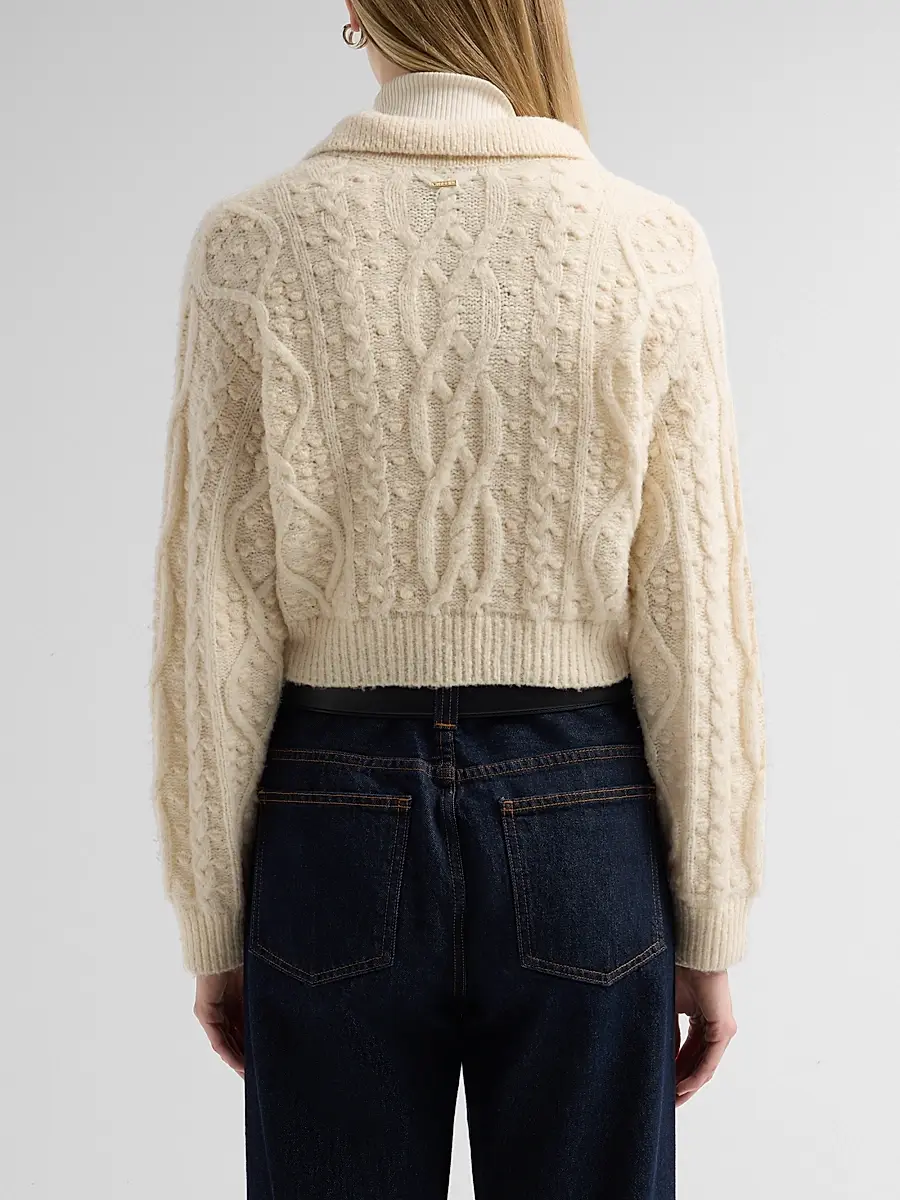 Toccin Women's Lisa Wool-Blend Cableknit Polo Sweater | Thumbnail 3 Toccin Women's Lisa Wool-Blend Cableknit Polo Sweater | Thumbnail 3