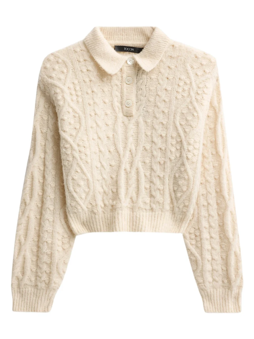 Women's Lisa Wool-Blend Cableknit Polo Sweater Women's Lisa Wool-Blend Cableknit Polo Sweater