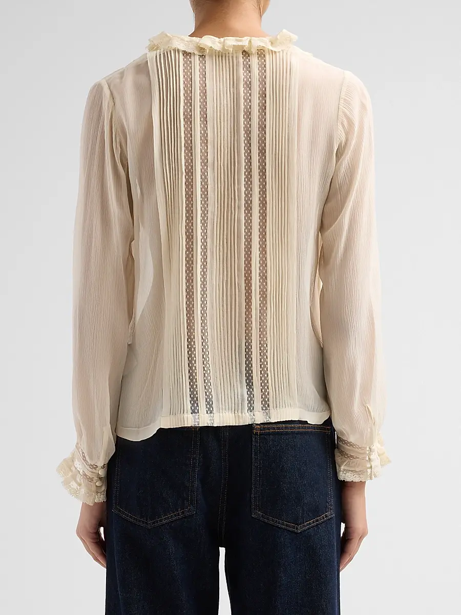 DÔEN Women's Magdeleine Ruffle Silk Top | Thumbnail 3 DÔEN Women's Magdeleine Ruffle Silk Top | Thumbnail 3