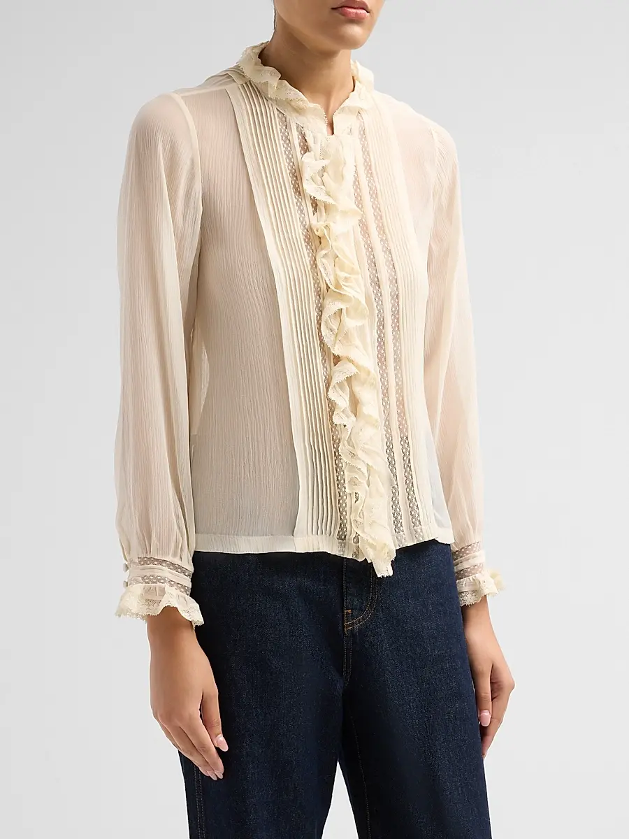 DÔEN Women's Magdeleine Ruffle Silk Top | Thumbnail 4 DÔEN Women's Magdeleine Ruffle Silk Top | Thumbnail 4