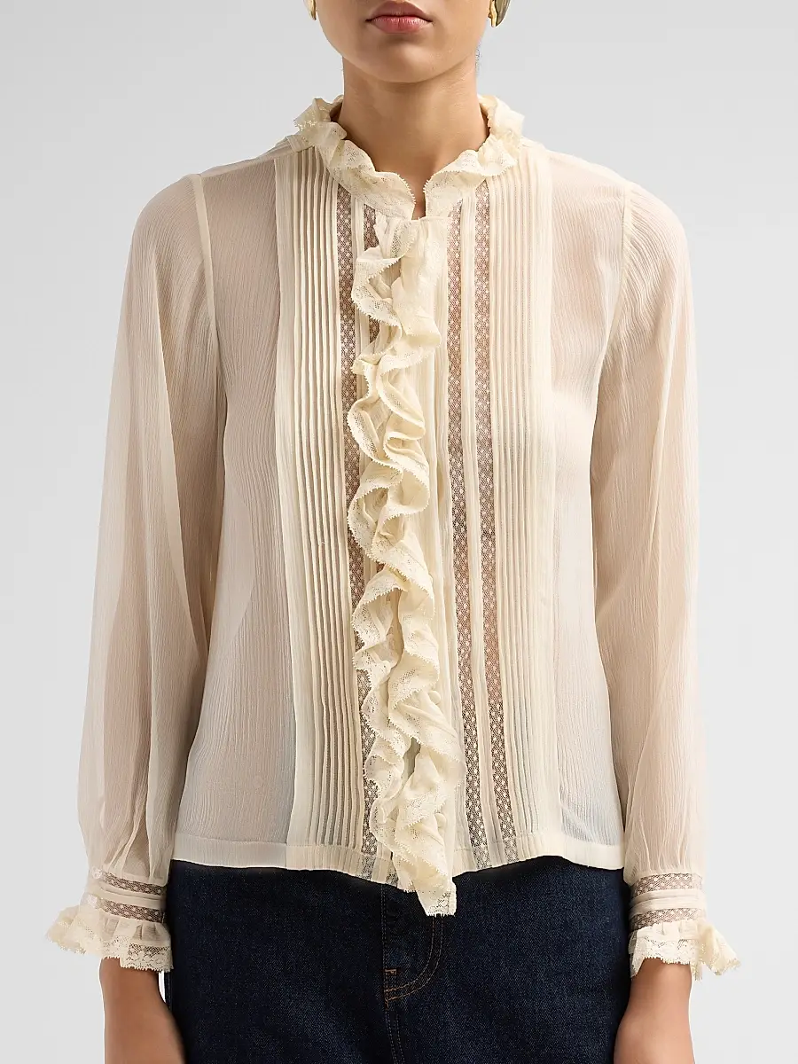 DÔEN Women's Magdeleine Ruffle Silk Top | Thumbnail 5 DÔEN Women's Magdeleine Ruffle Silk Top | Thumbnail 5
