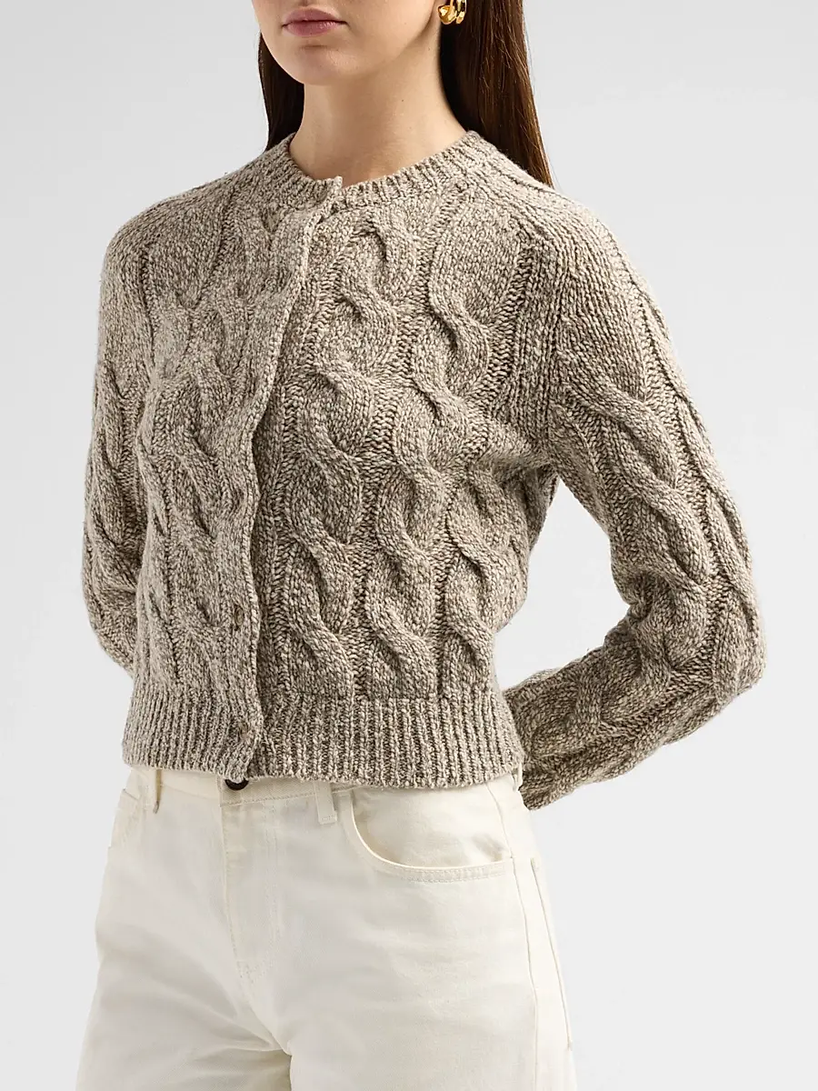 DÔEN Women's Penrose Cable-Knit Virgin Wool-Blend Cardigan | Thumbnail 4 DÔEN Women's Penrose Cable-Knit Virgin Wool-Blend Cardigan | Thumbnail 4
