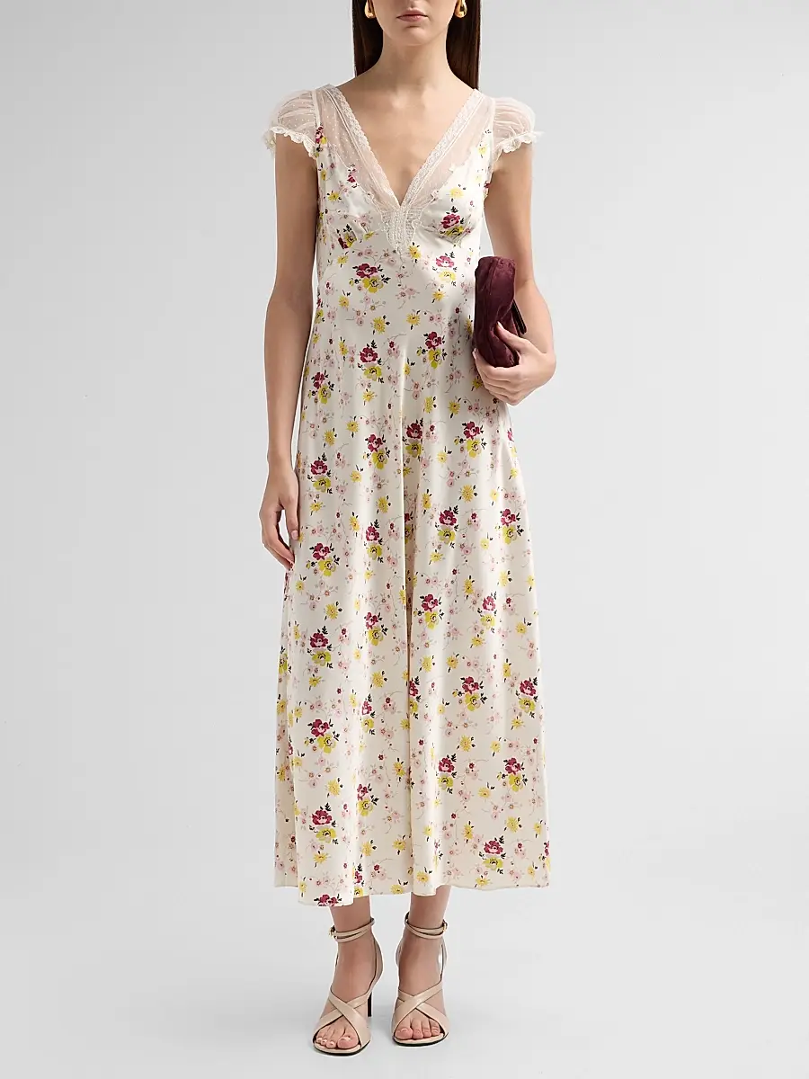 DÔEN Women's Corelia Floral Silk Maxi Dress | Thumbnail 2 DÔEN Women's Corelia Floral Silk Maxi Dress | Thumbnail 2