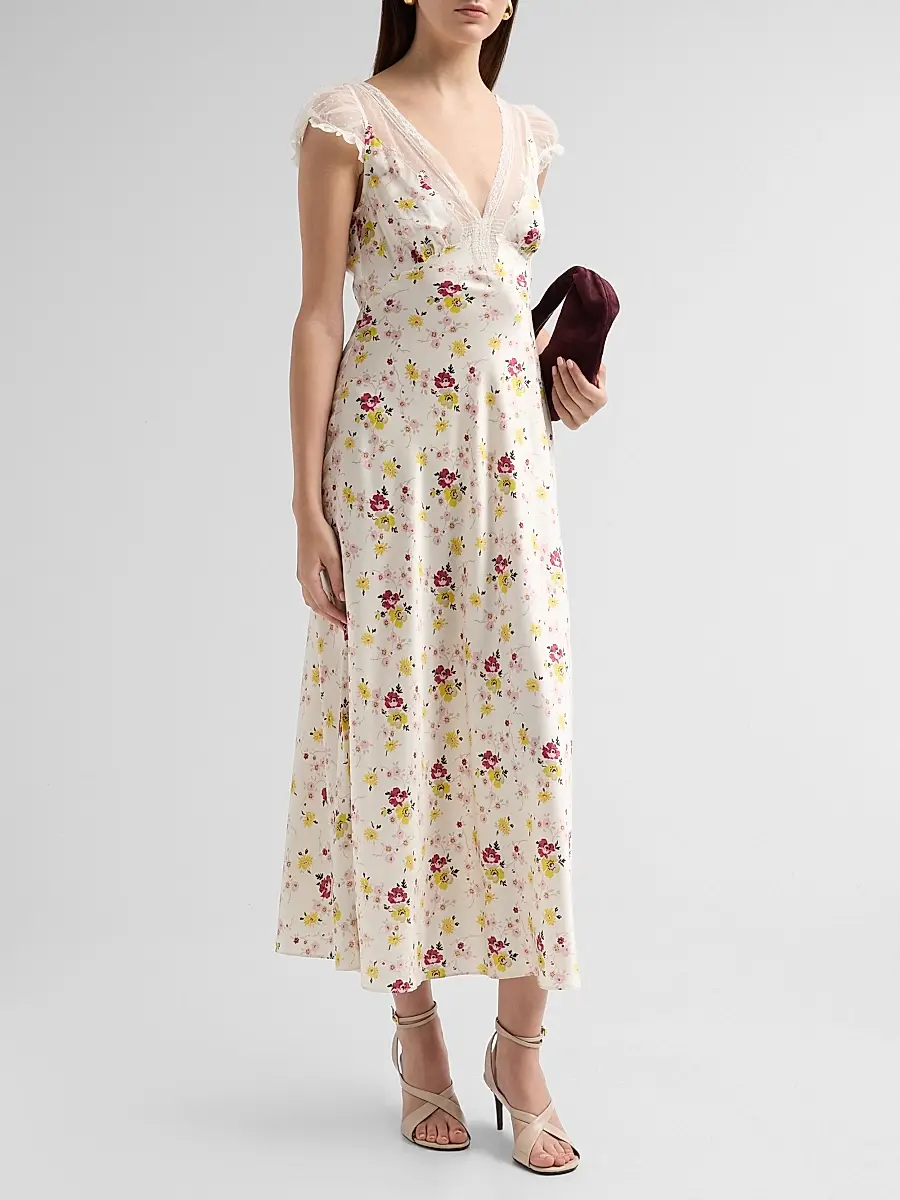 DÔEN Women's Corelia Floral Silk Maxi Dress | Thumbnail 4 DÔEN Women's Corelia Floral Silk Maxi Dress | Thumbnail 4