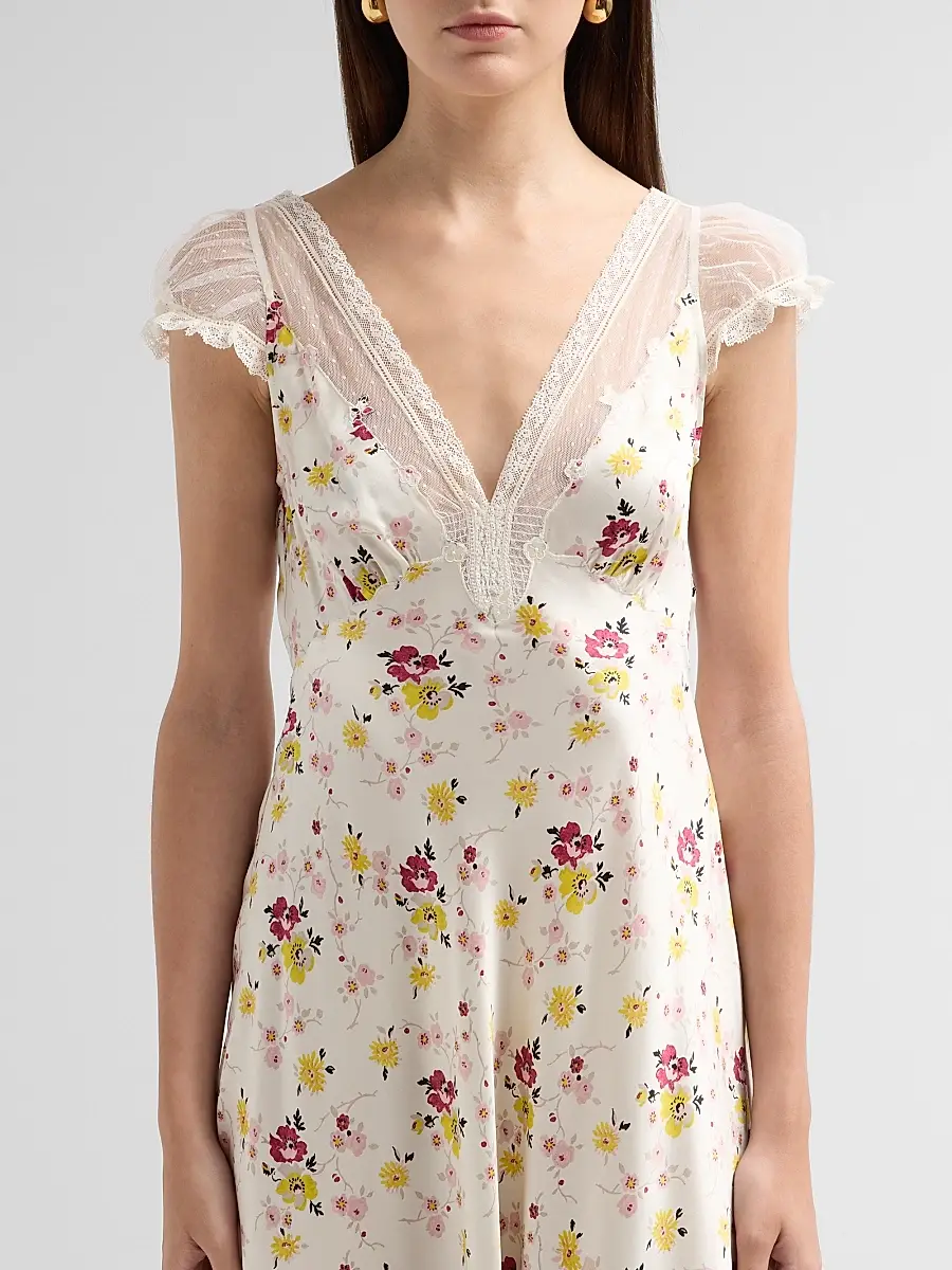 DÔEN Women's Corelia Floral Silk Maxi Dress | Thumbnail 5 DÔEN Women's Corelia Floral Silk Maxi Dress | Thumbnail 5