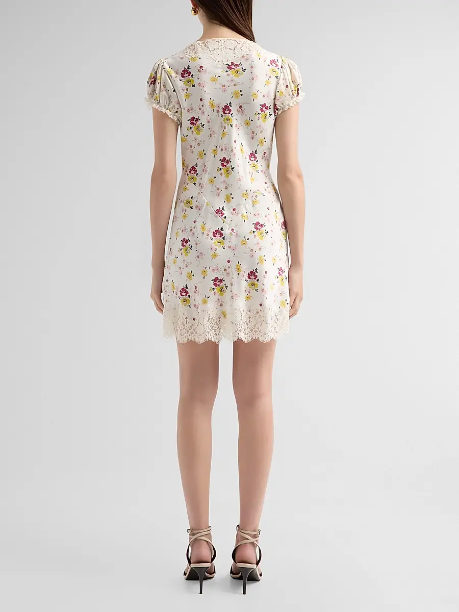 DÔEN Women's Elisaria Lace & Floral Silk Dress | Thumbnail 3