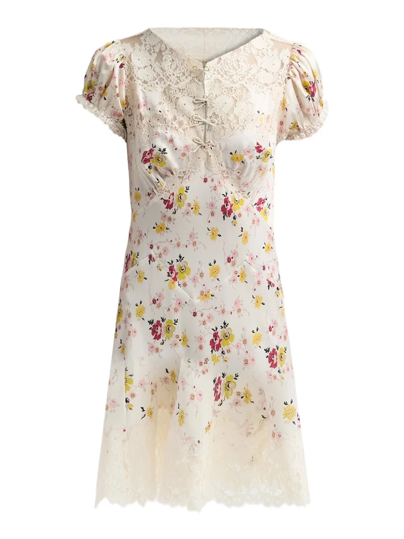 Women's Elisaria Lace & Floral Silk Dress