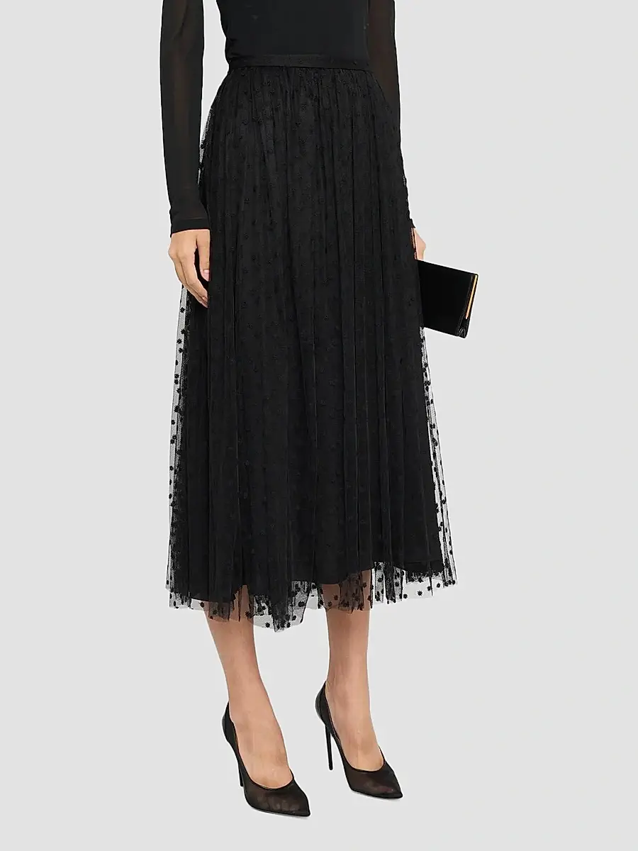 Alberta Ferretti Women's Tulle Texture Midi Skirt | Thumbnail 4 Alberta Ferretti Women's Tulle Texture Midi Skirt | Thumbnail 4