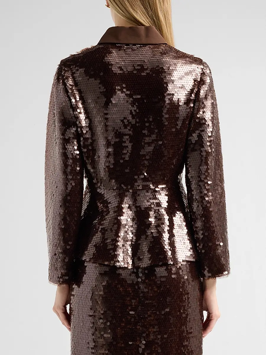 TANYA TAYLOR Women's Natasha Sequin-Embellished Peplum Jacket | Thumbnail 3