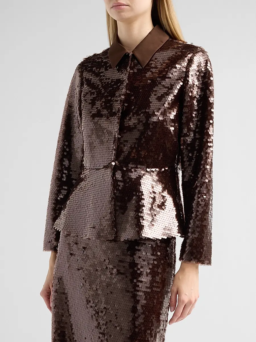 TANYA TAYLOR Women's Natasha Sequin-Embellished Peplum Jacket | Thumbnail 4