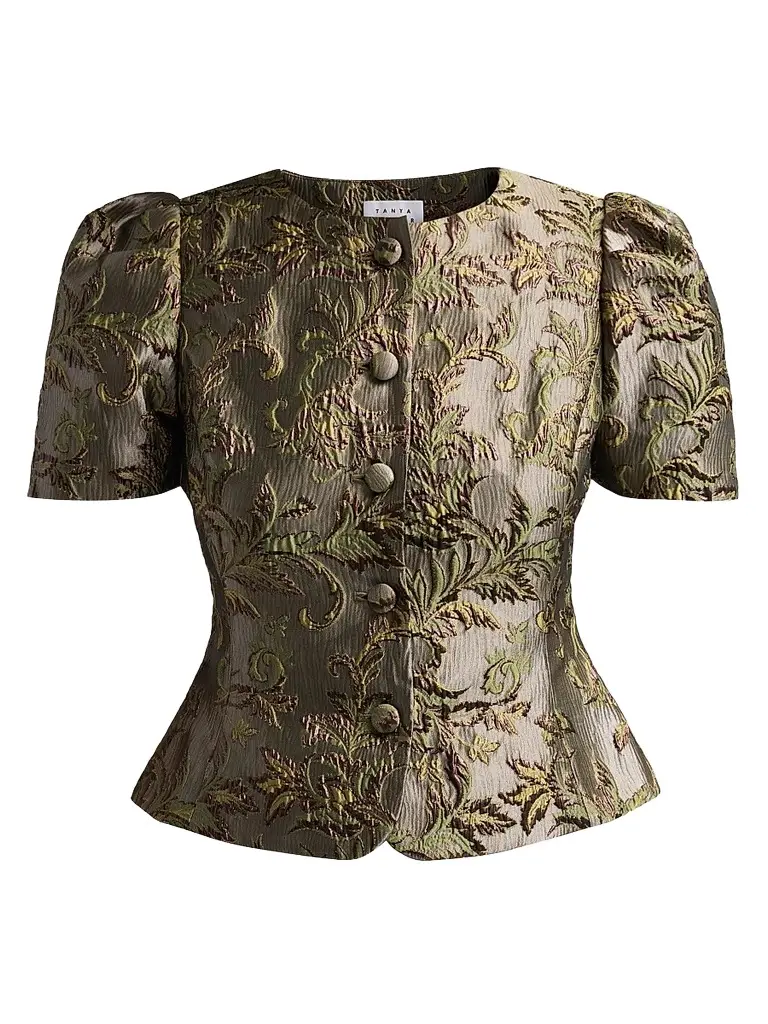 TANYA TAYLOR Women's Jessa Botanical Metallic Jacquard Top