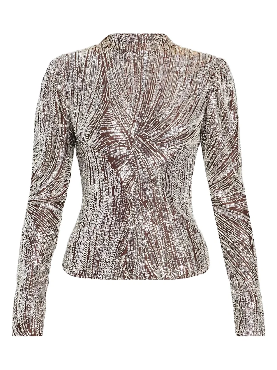Women's Embellished Long-Sleeve Top