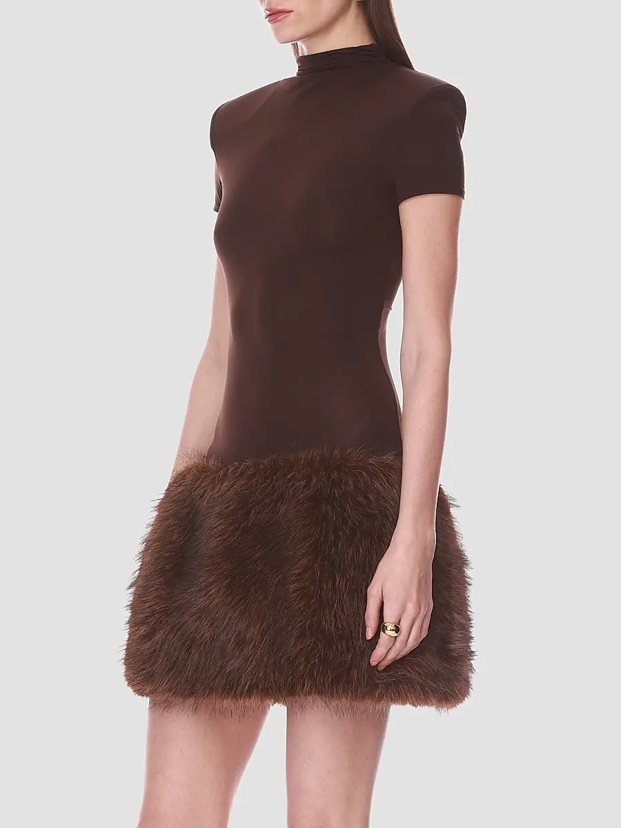 Bronx and Banco Women's Faux-Fur Trim Mini Dress | Thumbnail 3 Bronx and Banco Women's Faux-Fur Trim Mini Dress | Thumbnail 3
