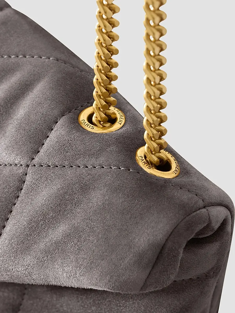 Saint Laurent Women's Puffer Toy Bag in Quilted Suede - Urban Grey | Thumbnail 4 Saint Laurent Women's Puffer Toy Bag in Quilted Suede - Urban Grey | Thumbnail 4