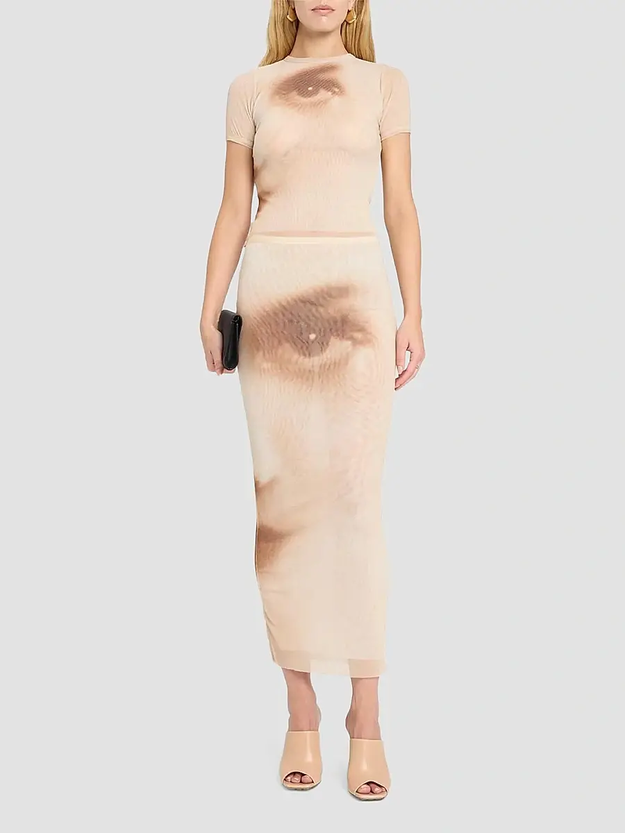 Jean Paul Gaultier Women's Face Mesh Baby T-Shirt | Thumbnail 2