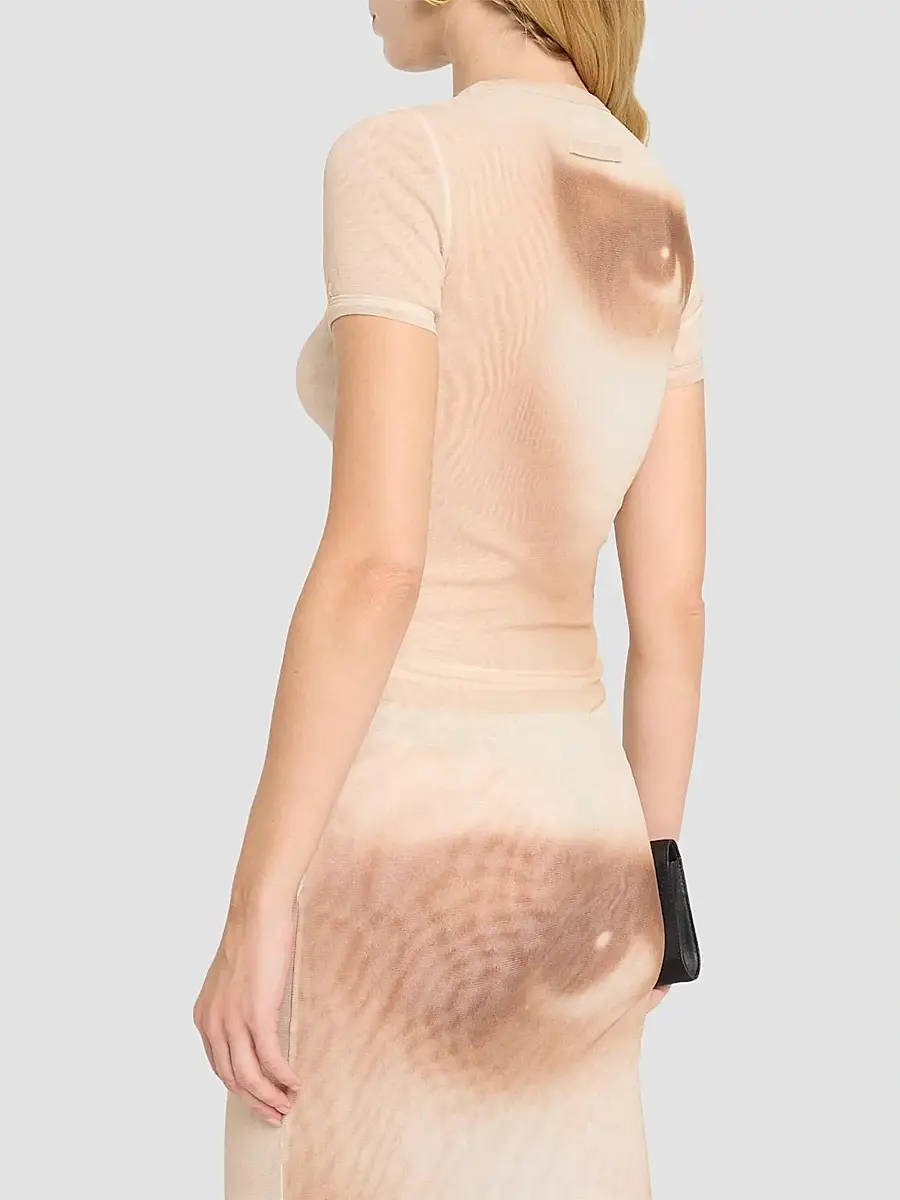 Jean Paul Gaultier Women's Face Mesh Baby T-Shirt | Thumbnail 3