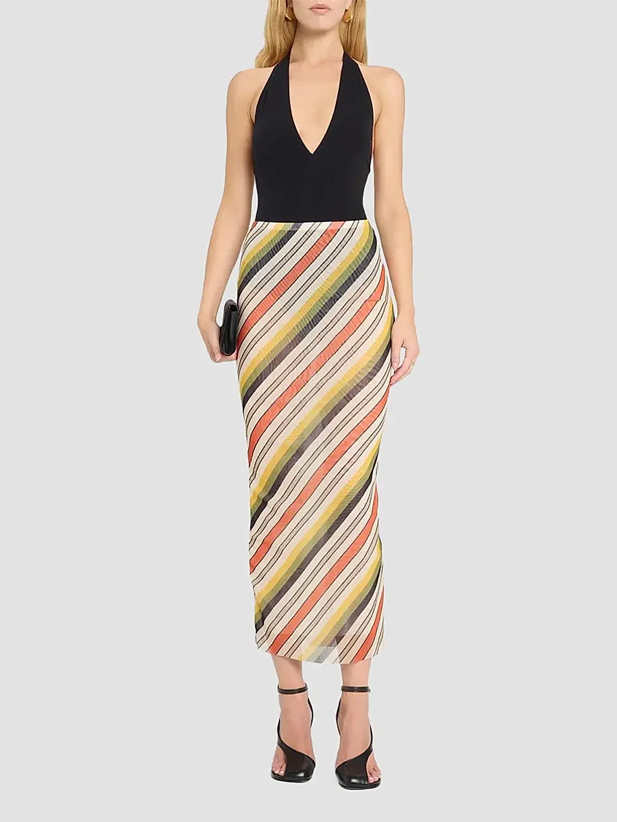 Jean Paul Gaultier Women's Retro Stripe Mesh Maxi Skirt | Thumbnail 2 Jean Paul Gaultier Women's Retro Stripe Mesh Maxi Skirt | Thumbnail 2