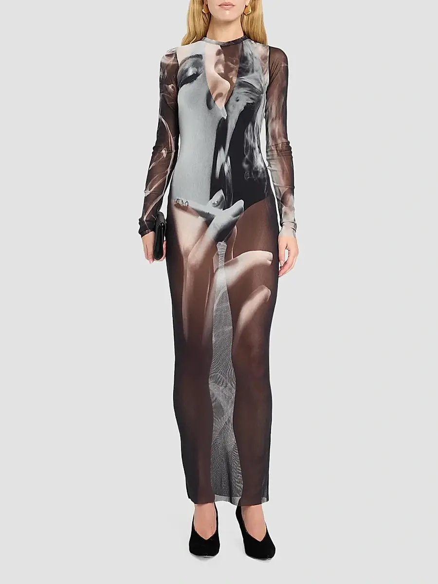 Jean Paul Gaultier Women's Smoking Woman Mesh Maxi Dress | Thumbnail 2