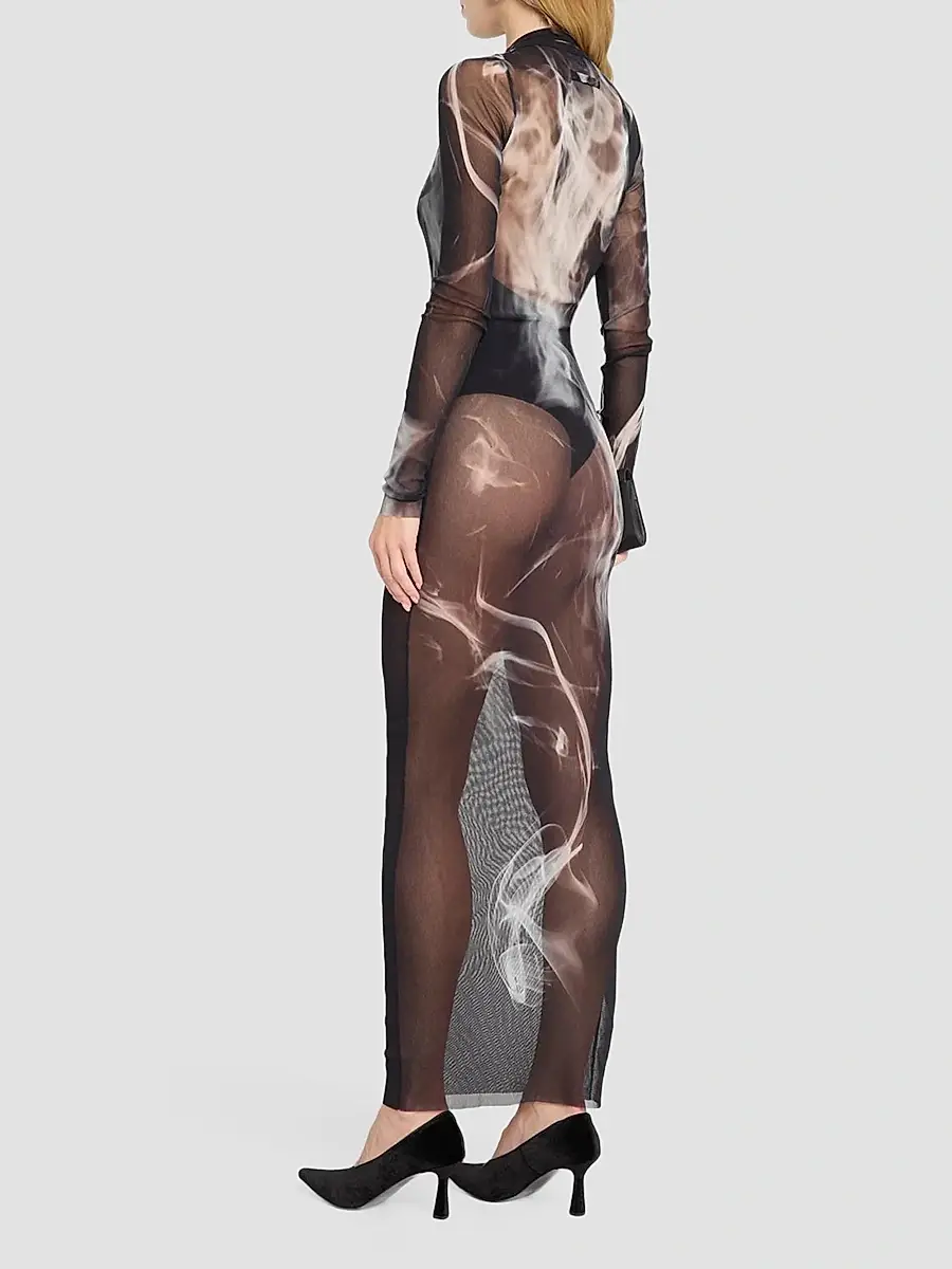 Jean Paul Gaultier Women's Smoking Woman Mesh Maxi Dress | Thumbnail 3