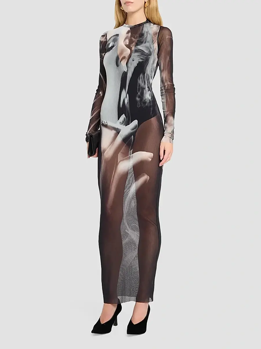 Jean Paul Gaultier Women's Smoking Woman Mesh Maxi Dress | Thumbnail 4