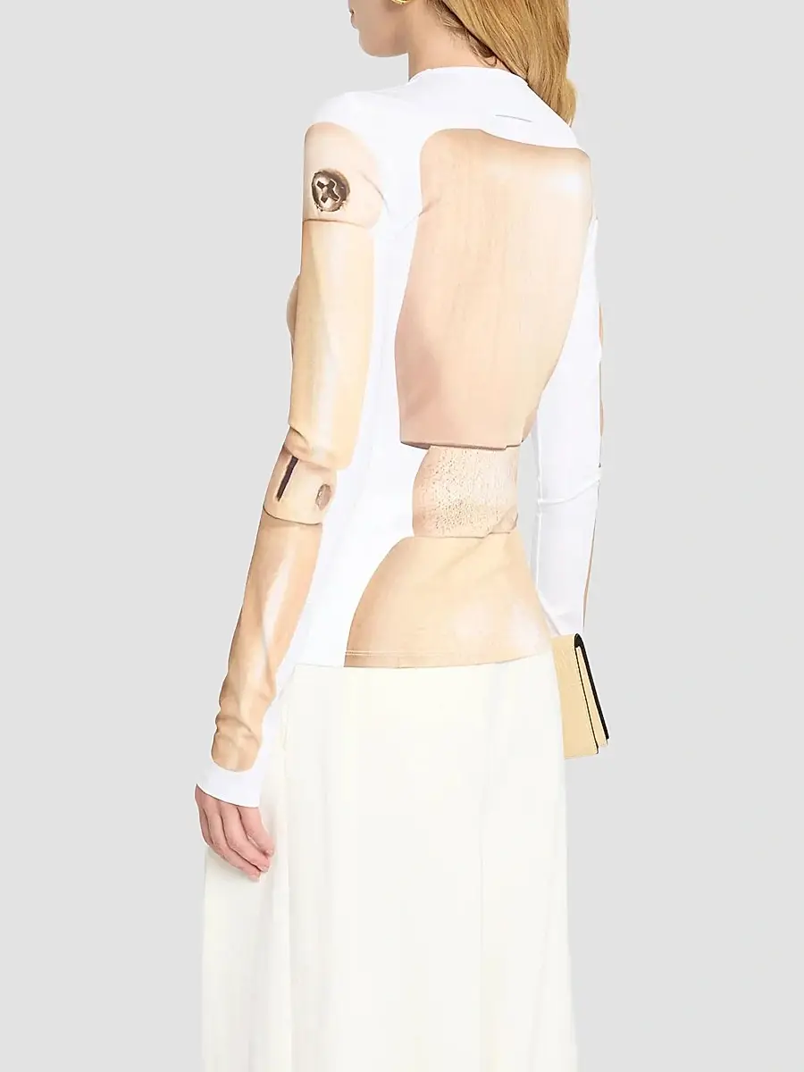 Jean Paul Gaultier Women's Wooden Body Jersey Long-Sleeve Top | Thumbnail 3