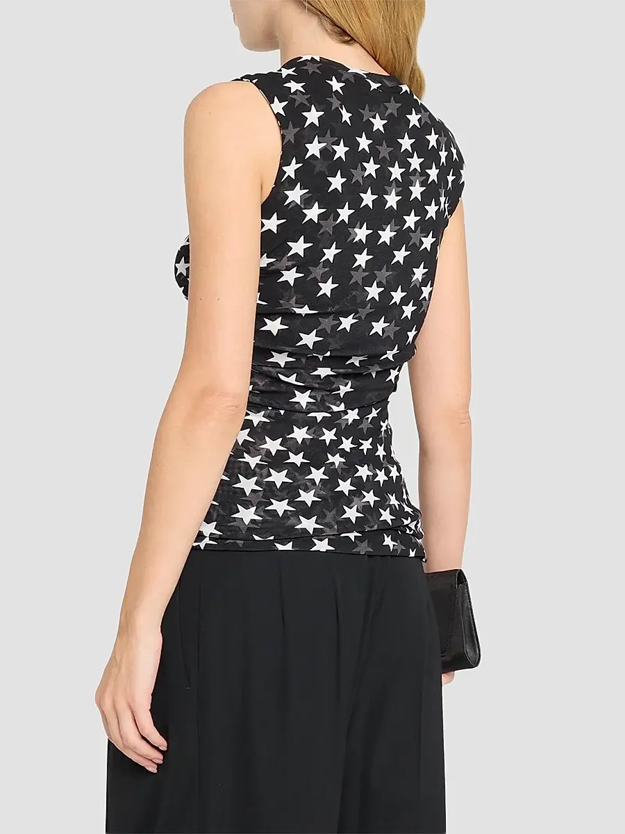 Stella McCartney Women's Star-Print Mesh Sleeveless Top | Thumbnail 3