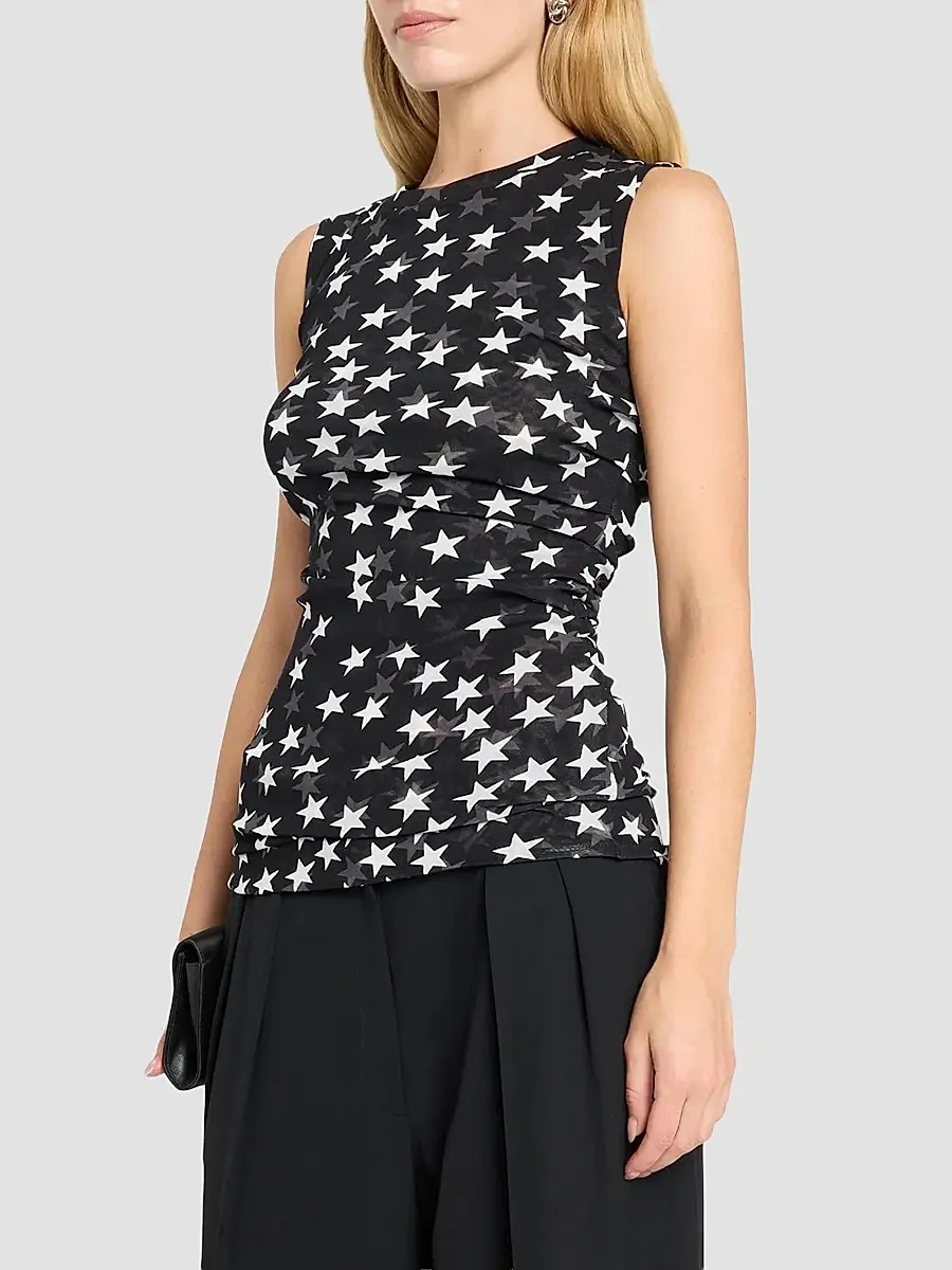 Stella McCartney Women's Star-Print Mesh Sleeveless Top | Thumbnail 4