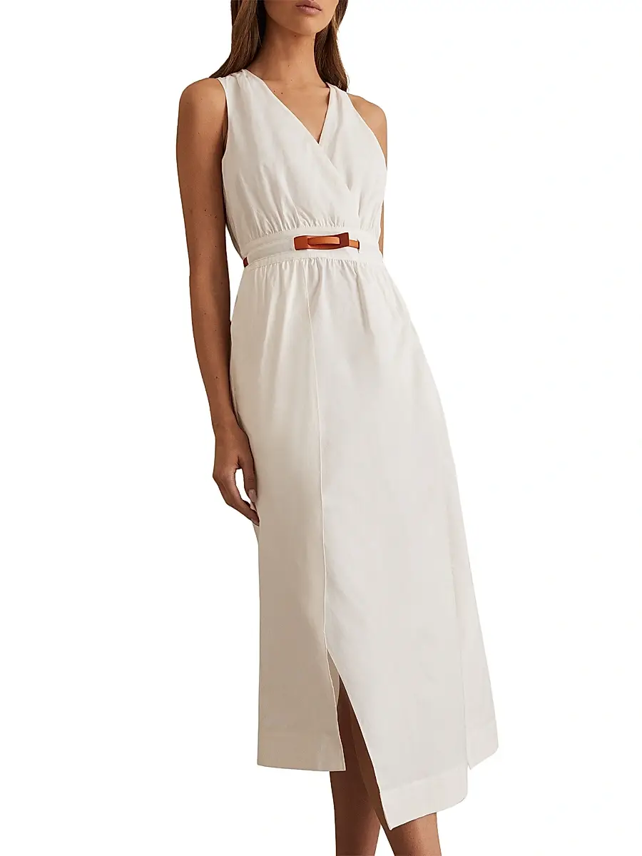 Reiss Women's Brianne Asymmetric Belted Midi-Dress | Thumbnail 2 Reiss Women's Brianne Asymmetric Belted Midi-Dress | Thumbnail 2