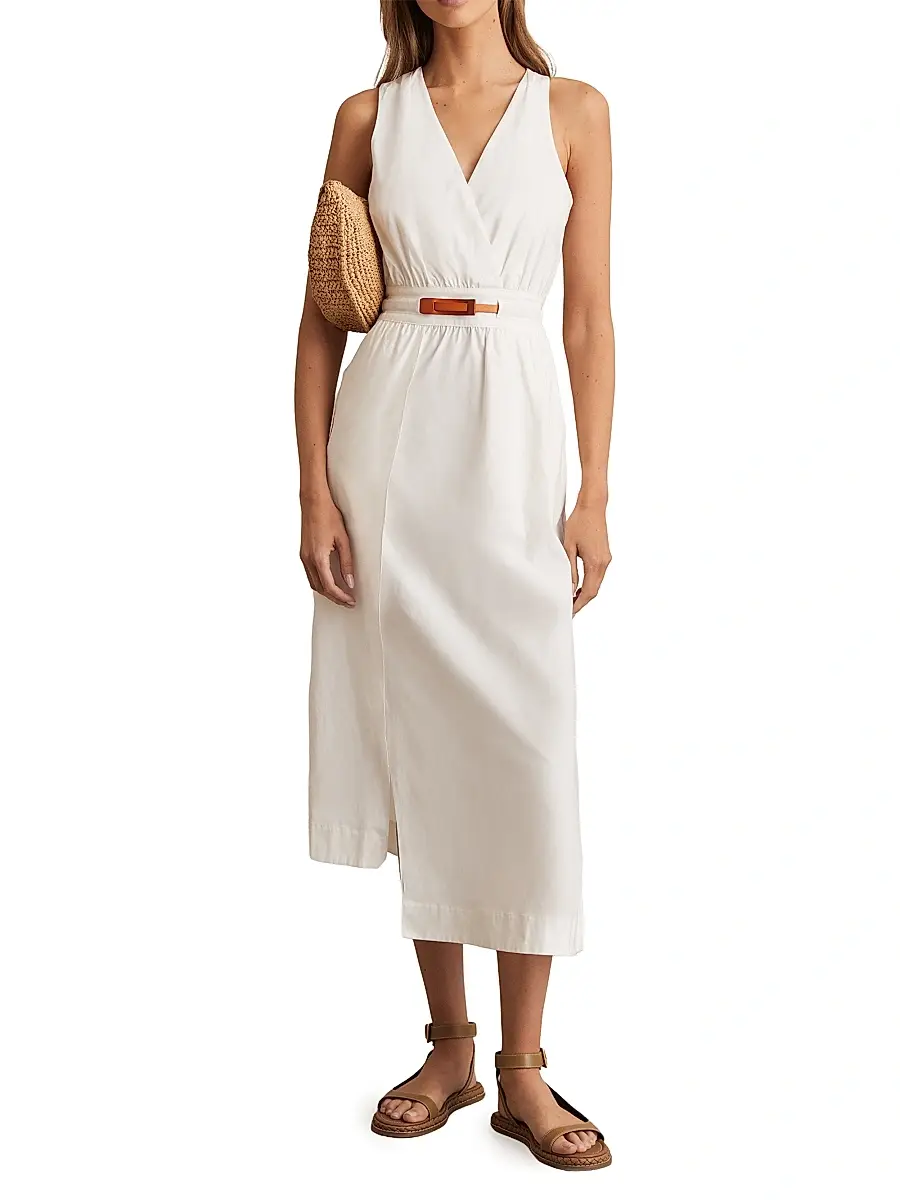 Reiss Women's Brianne Asymmetric Belted Midi-Dress | Thumbnail 3 Reiss Women's Brianne Asymmetric Belted Midi-Dress | Thumbnail 3