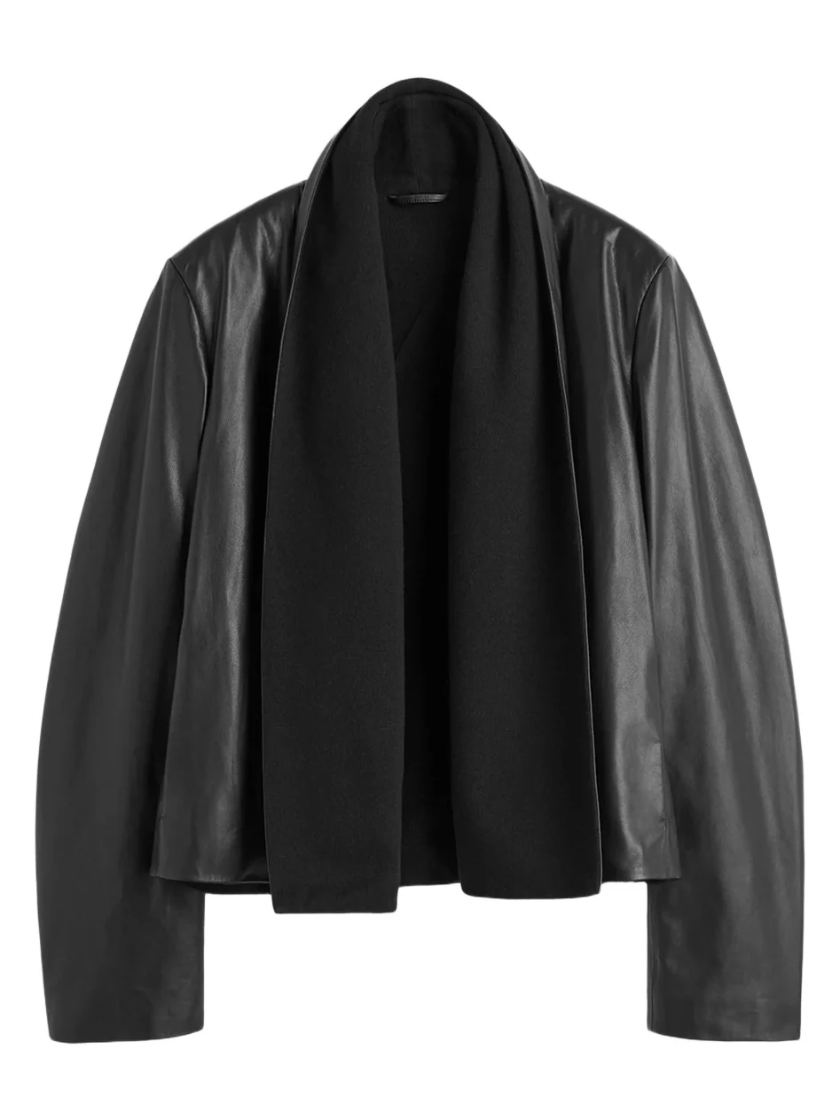 Women's Scarf Leather Jacket