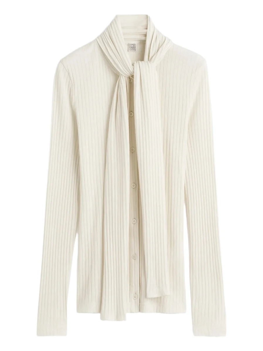 Women's Ribbed Bow Blouse Women's Ribbed Bow Blouse