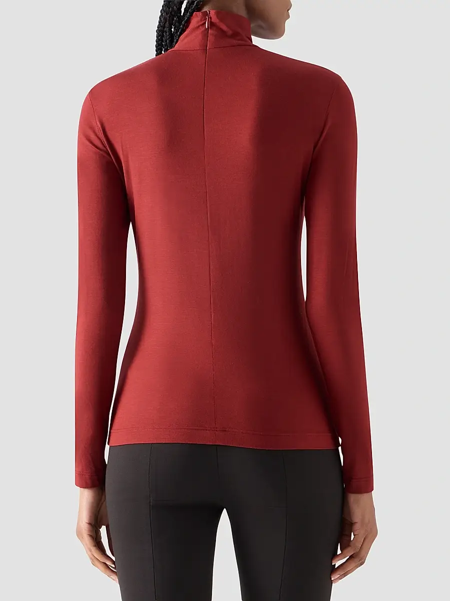 Akris punto Women's Mock Neck Turtleneck Jersey Top | Thumbnail 3
