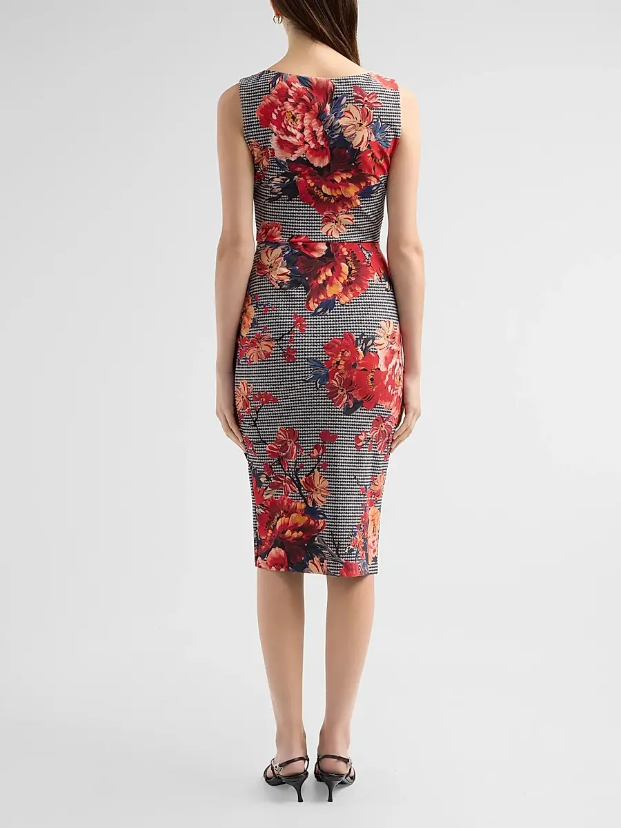 Chiara Boni La Petite Robe Women's Ayang Floral Houndstooth Dress | Thumbnail 3 Chiara Boni La Petite Robe Women's Ayang Floral Houndstooth Dress | Thumbnail 3