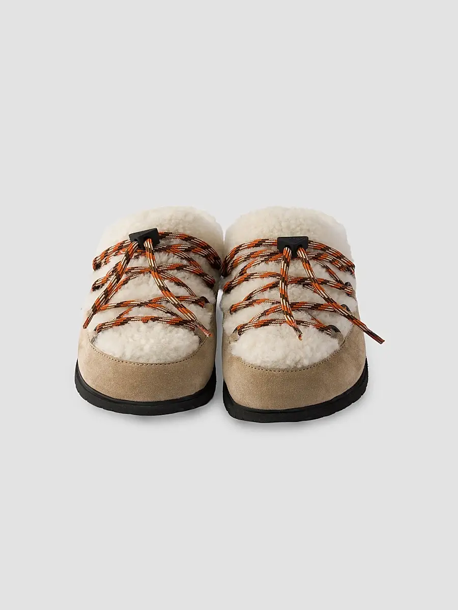 Prada Women's Suede and Shearling Mules - Beige Khaki | Thumbnail 3 Prada Women's Suede and Shearling Mules - Beige Khaki | Thumbnail 3