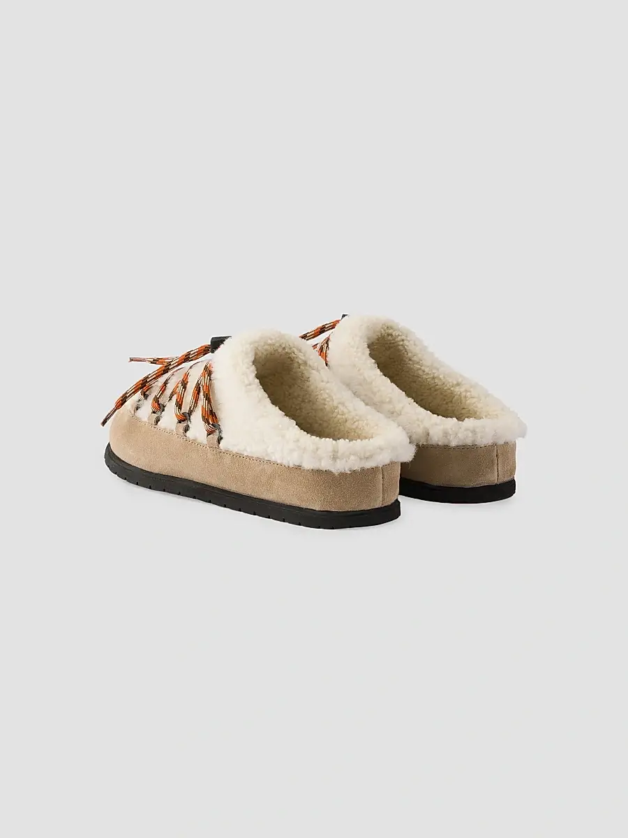 Prada Women's Suede and Shearling Mules - Beige Khaki | Thumbnail 4 Prada Women's Suede and Shearling Mules - Beige Khaki | Thumbnail 4
