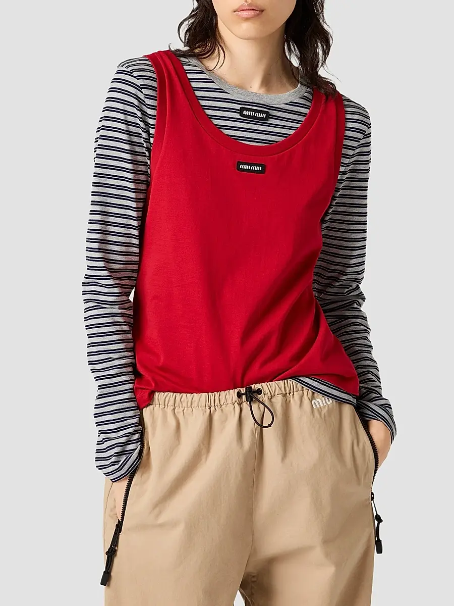 Miu Miu Women's Jersey Tank Top and T-Shirt - Grey | Thumbnail 3 Miu Miu Women's Jersey Tank Top and T-Shirt - Grey | Thumbnail 3