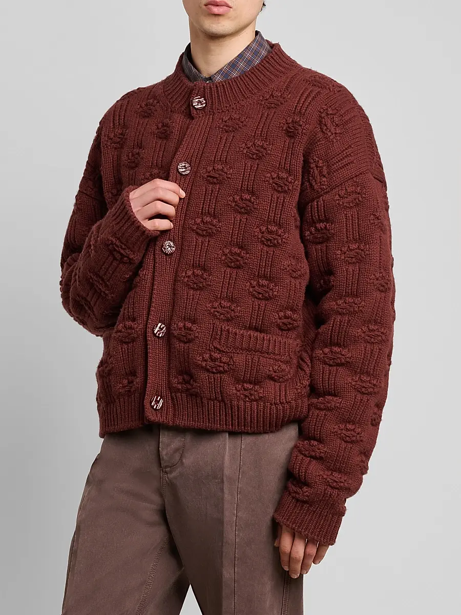 Marni Men's Fisherman Dot Wool-Cashmere Cardigan | Thumbnail 4