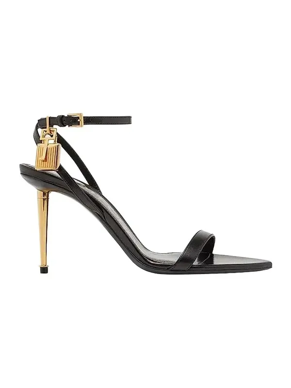 Tom Ford Women's Padlock 85 Leather Point-Toe Ankle-Strap Sandals