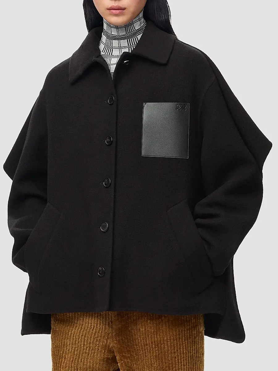 Loewe Women's Wool-Blend Button-Front Cape Coat | Thumbnail 4 Loewe Women's Wool-Blend Button-Front Cape Coat | Thumbnail 4