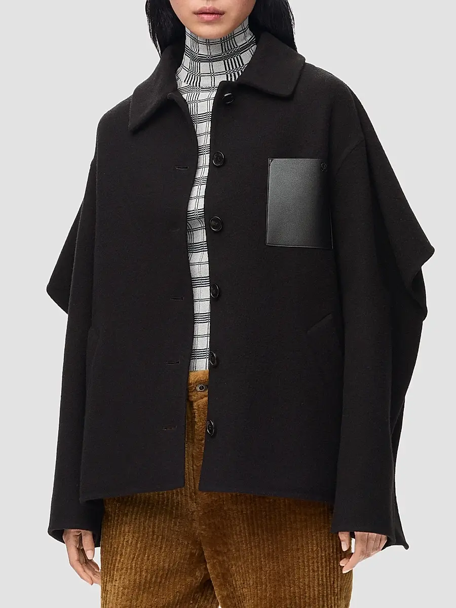 Loewe Women's Wool-Blend Button-Front Cape Coat | Thumbnail 6 Loewe Women's Wool-Blend Button-Front Cape Coat | Thumbnail 6