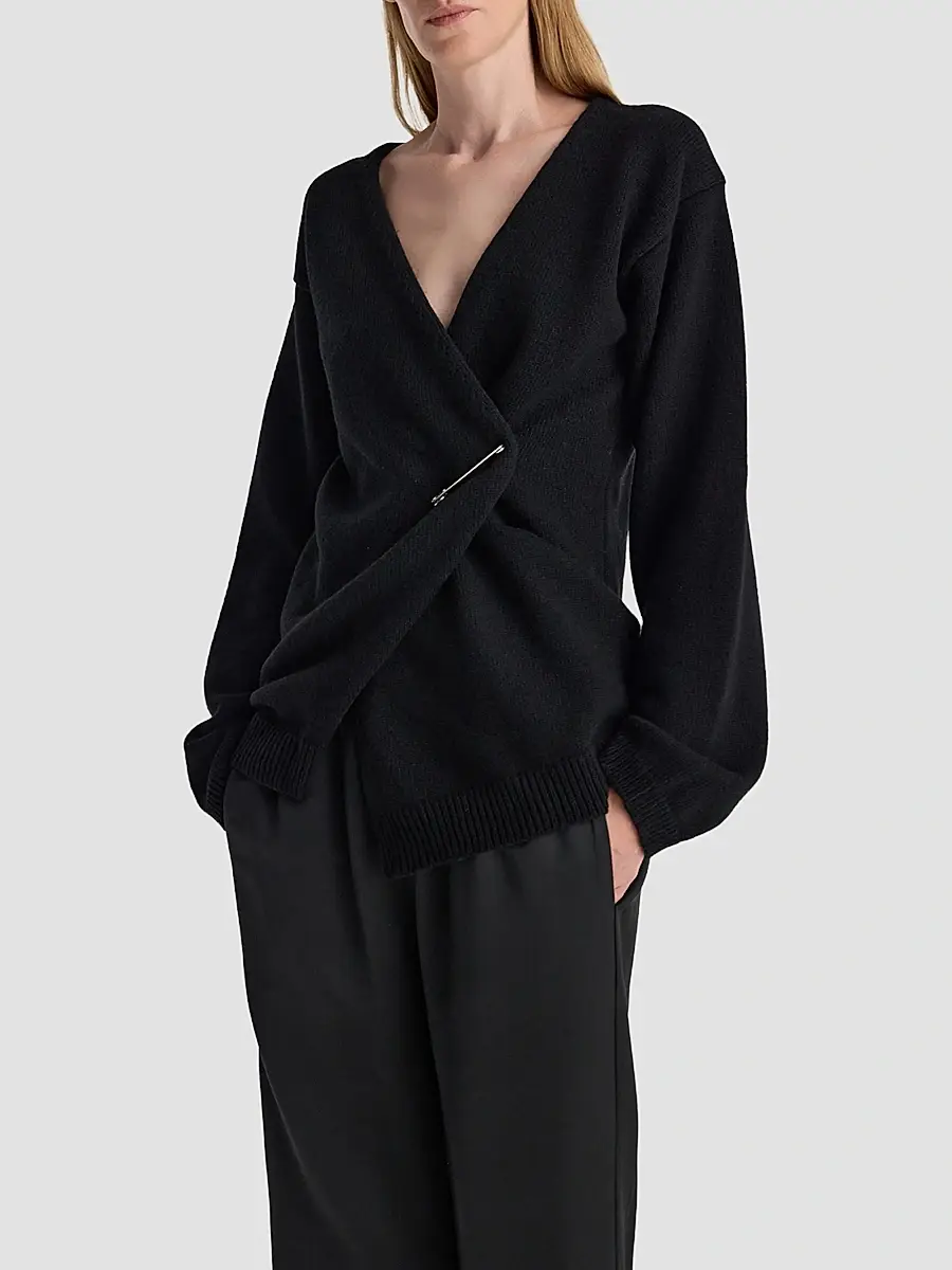 RÓHE Women's Relaxed Wool-Cashmere Wrap Cardigan | Thumbnail 4
